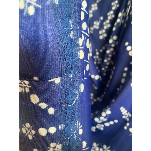 VTG 1960s Handmade Womens SMALL White/Blue Sleeveless A-Line DRESS Poly - Picture 12 of 16